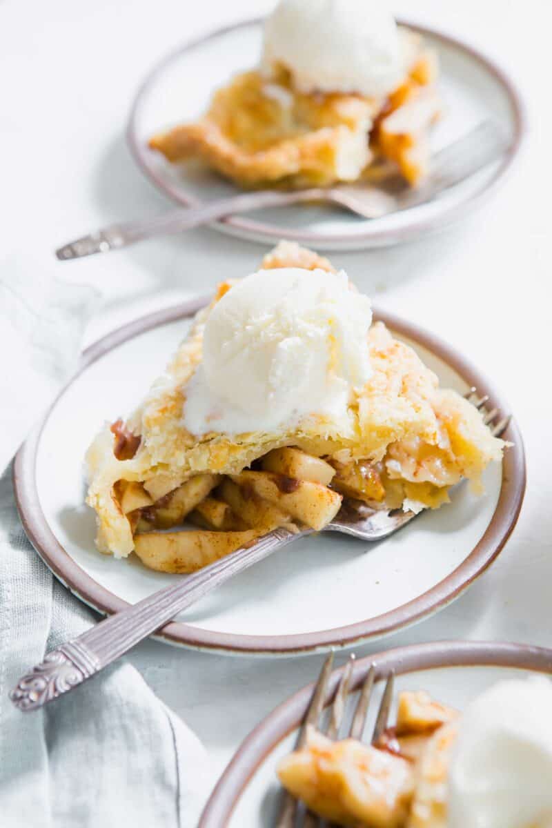 Rustic apple pie is the perfect, classic and traditional dessert that can be had year-round! Top your slice of apple pie with a giant scoop of vanilla ice cream!