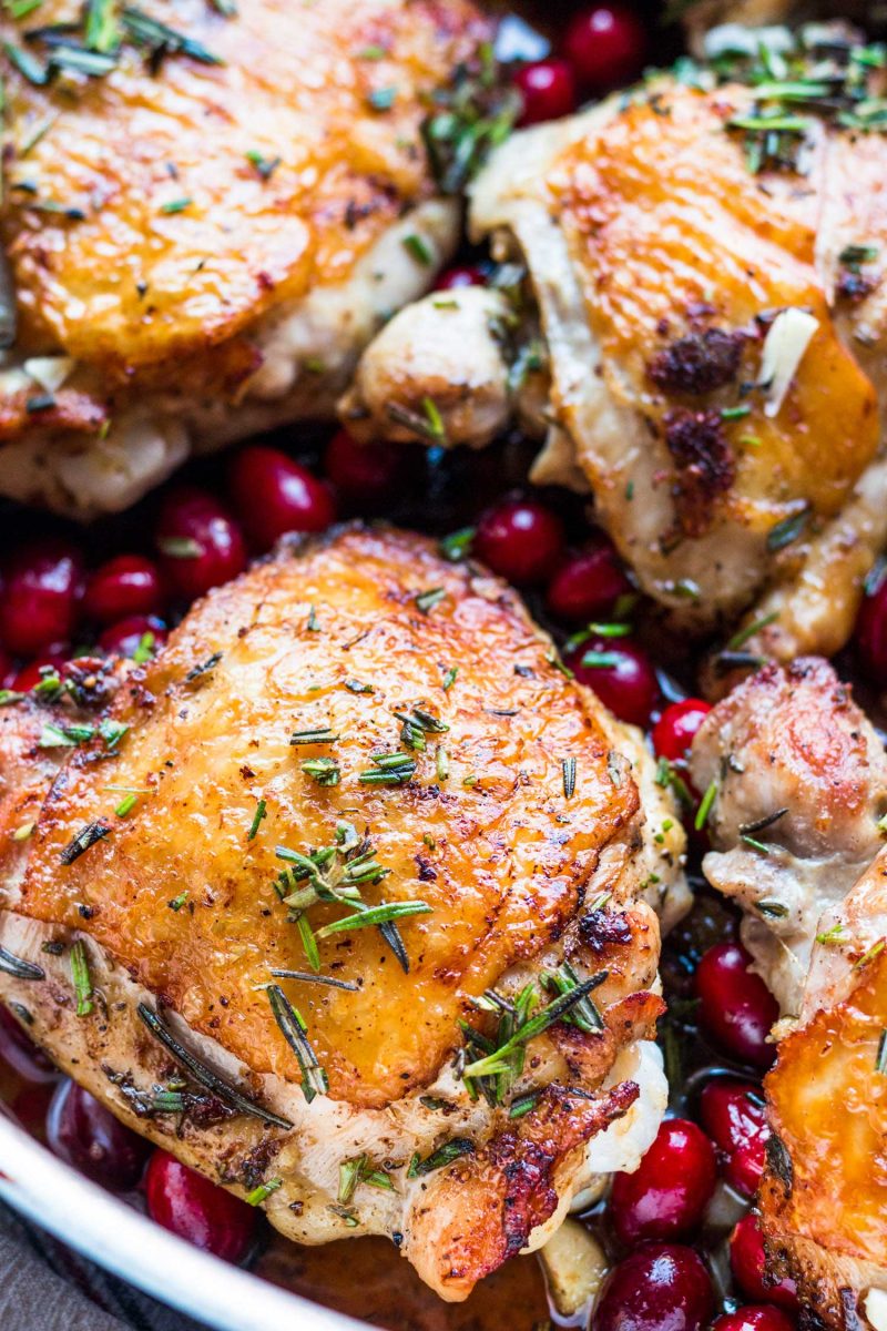 Herbed cranberry chicken is an elegant dish that can be served for a dinner party and/or for a date night in! Minimal effort but loads of earthy flavor!