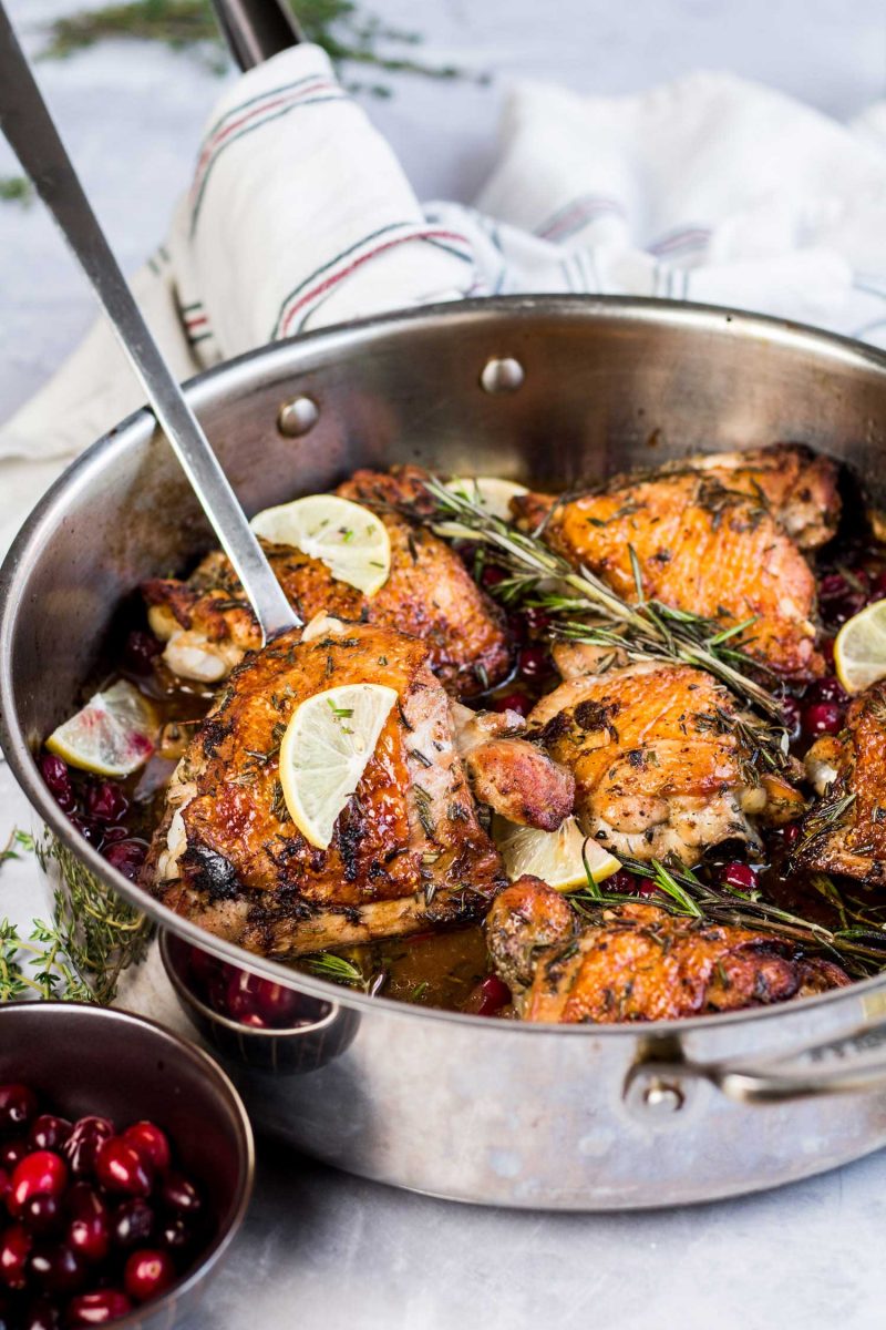 Herbed cranberry chicken is an elegant dish that can be served for a dinner party and/or for a date night in! Minimal effort but loads of earthy flavor!