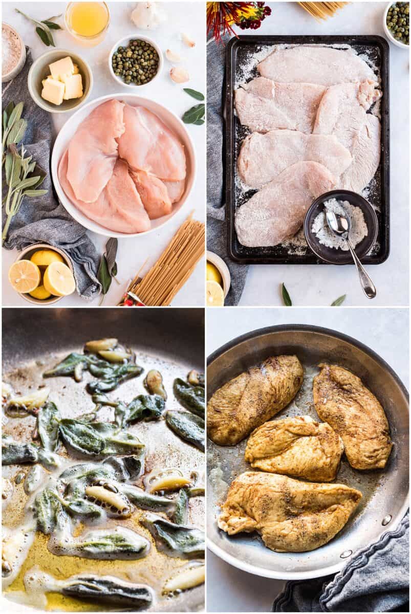 This easy chicken piccata is elevated with a crispy sage and garlic brown butter sauce! Still, it only takes less than an hour to put this gorgeous dish together for dinner!