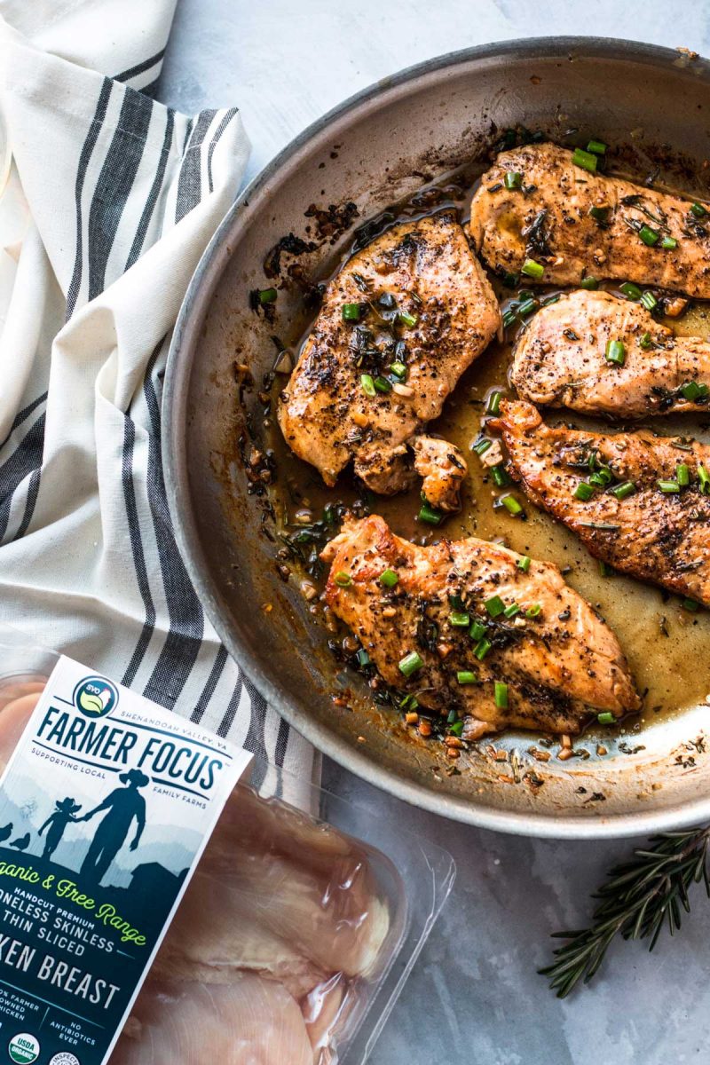 This garlic herb butter chicken skillet is a great date night in weeknight meal! Super easy to put together and has such vibrant and tasty flavors!