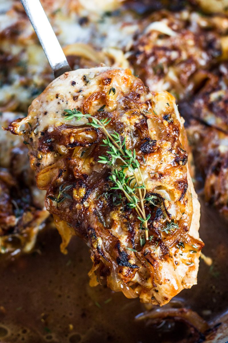 A savory and insanely indulgent chicken skillet dish! This French onion chicken is an elegant dish for any night of the week!