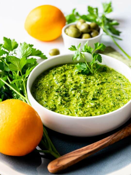 Roasted Salmon with Green Olive Gremolata | Table for Two® by Julie Chiou