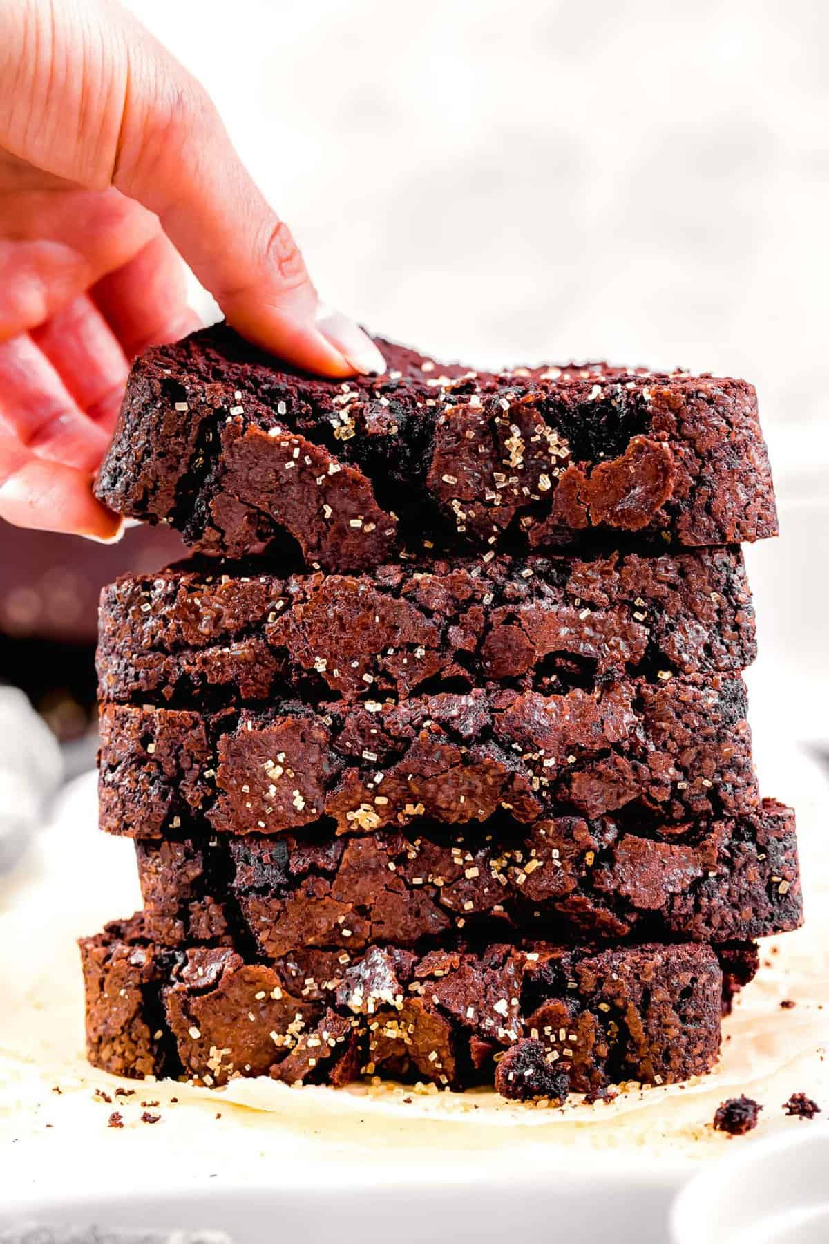 Stack of chocolate cinnamon bread slices