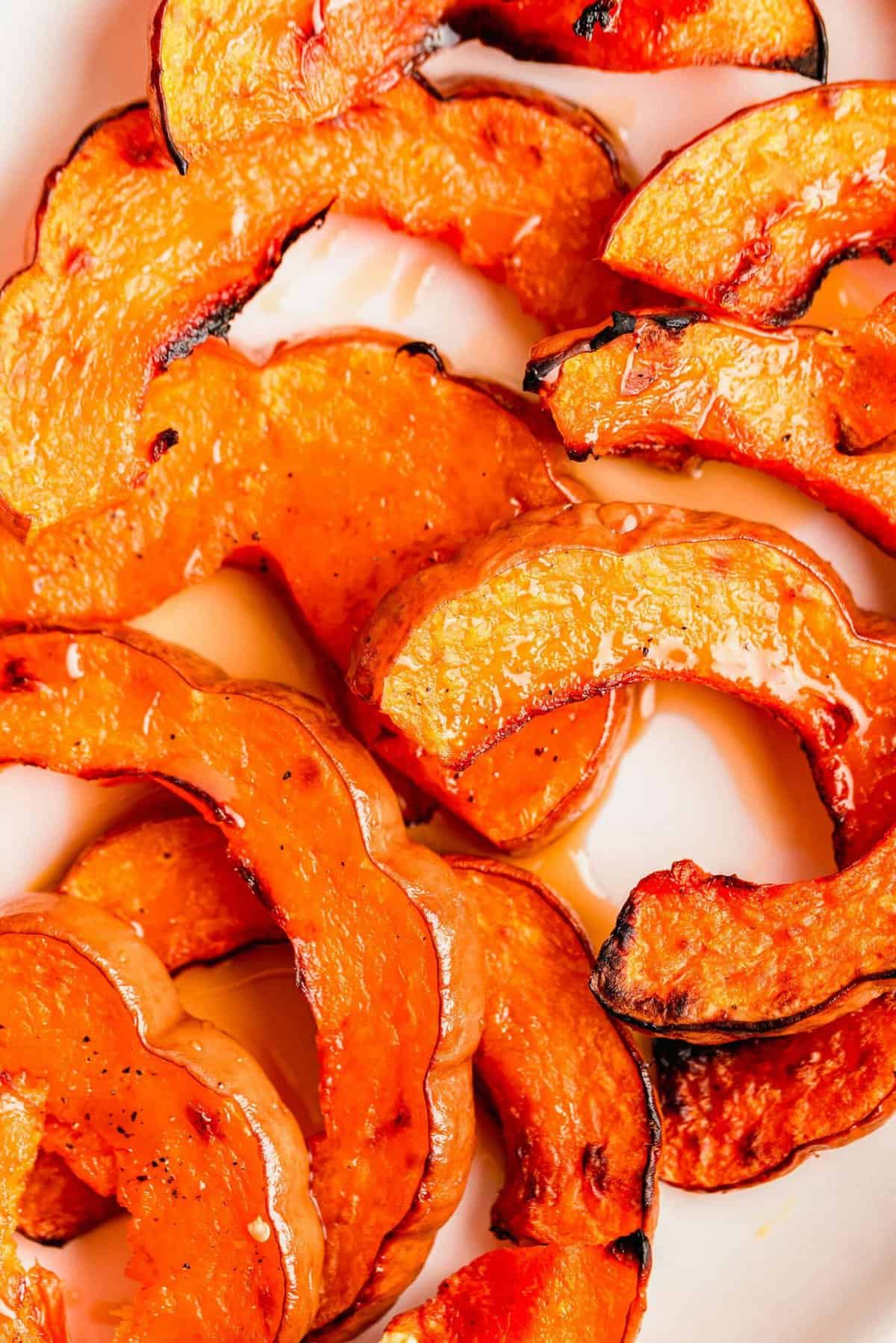 Closeup of roasted koginut squash slices