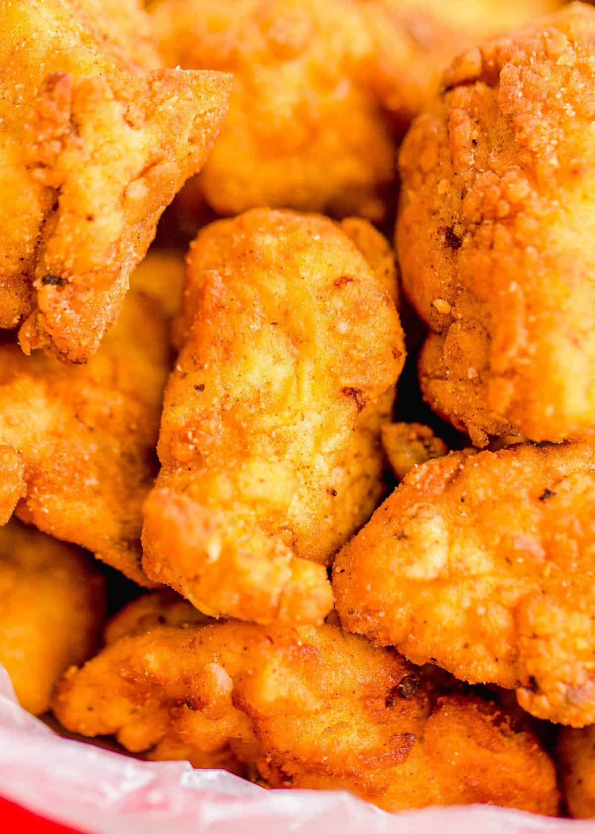 Closeup of copycat Chick-Fil-A chicken nuggets