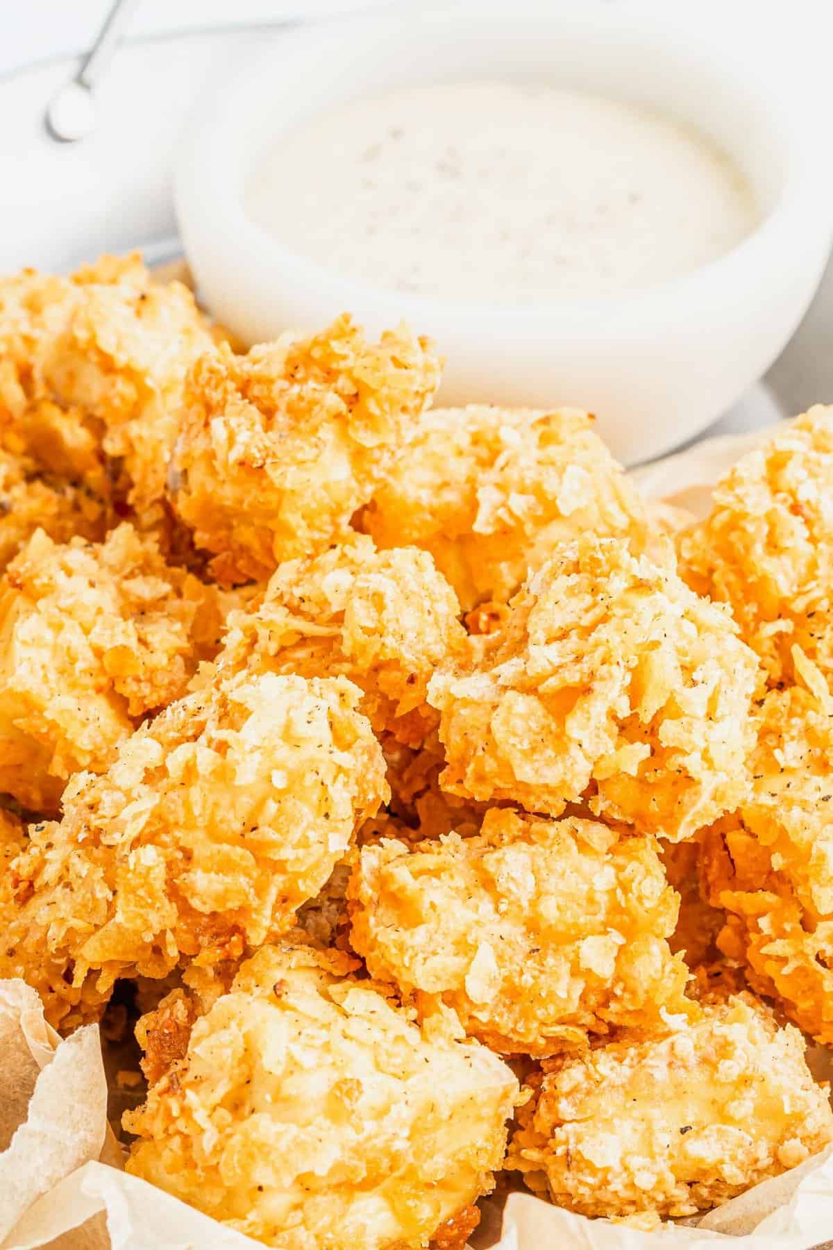 Popcorn tofu with dipping sauce