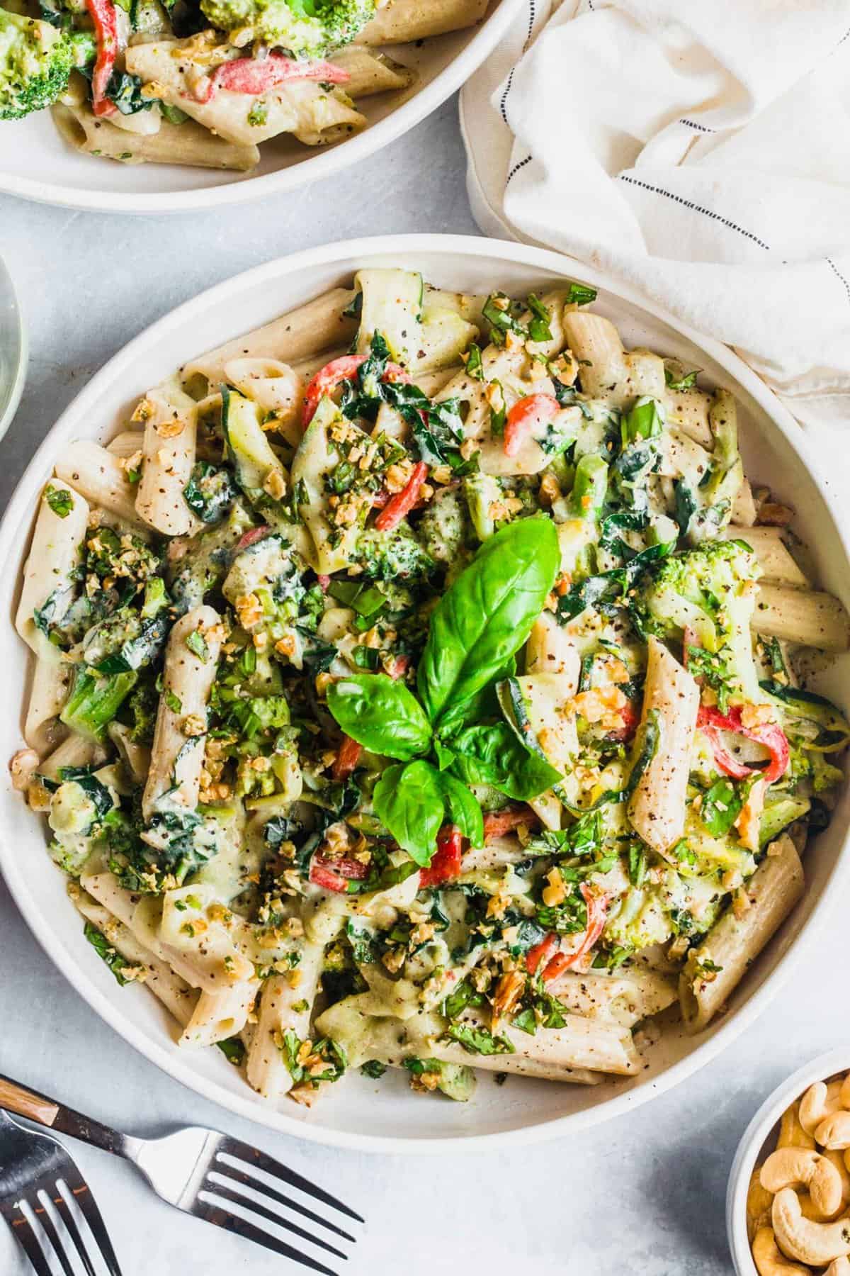 Creamy Vegan Basil Cashew Pasta - Table for Two® by Julie Chiou