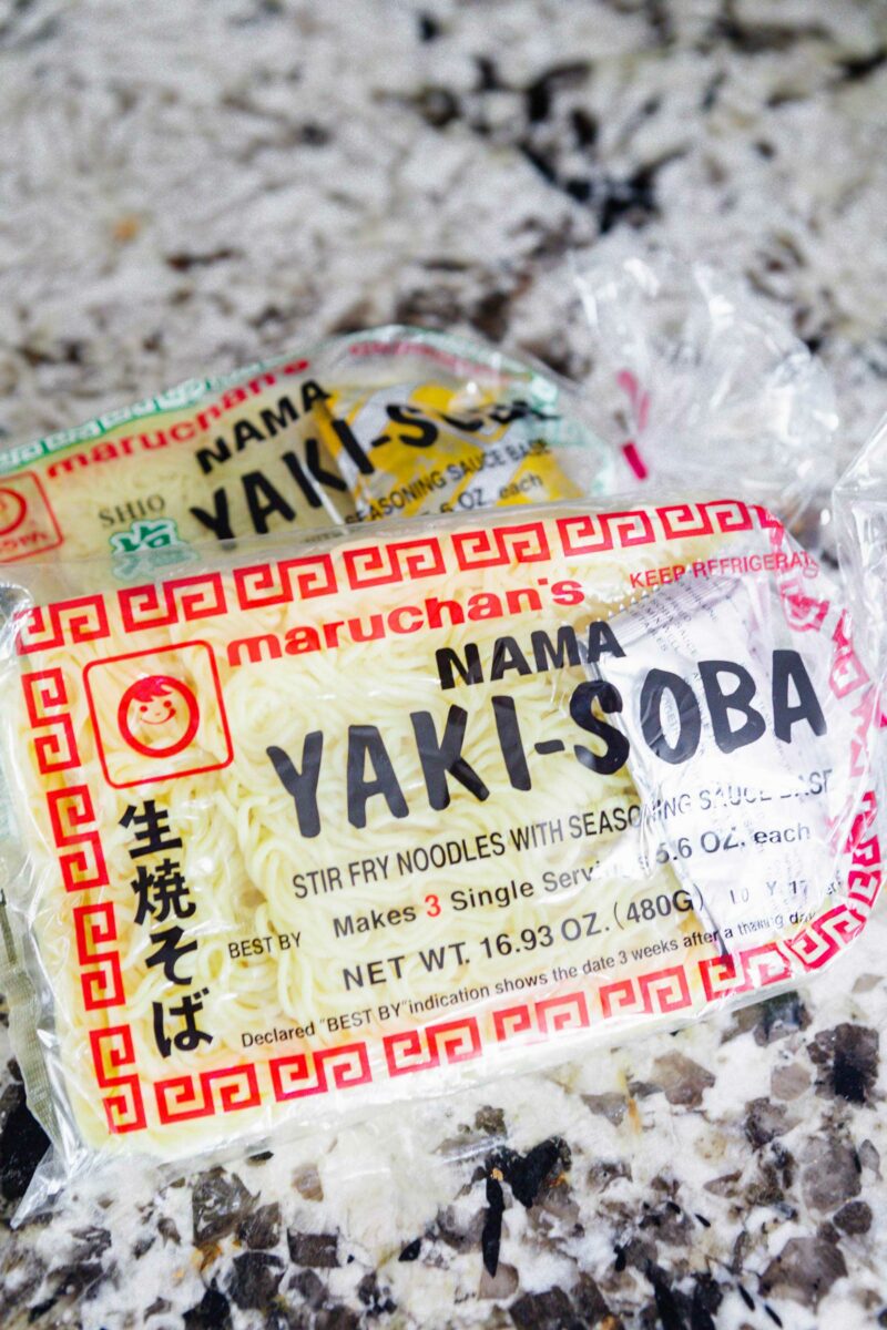 a photograph of a bag of yakisoba noodles