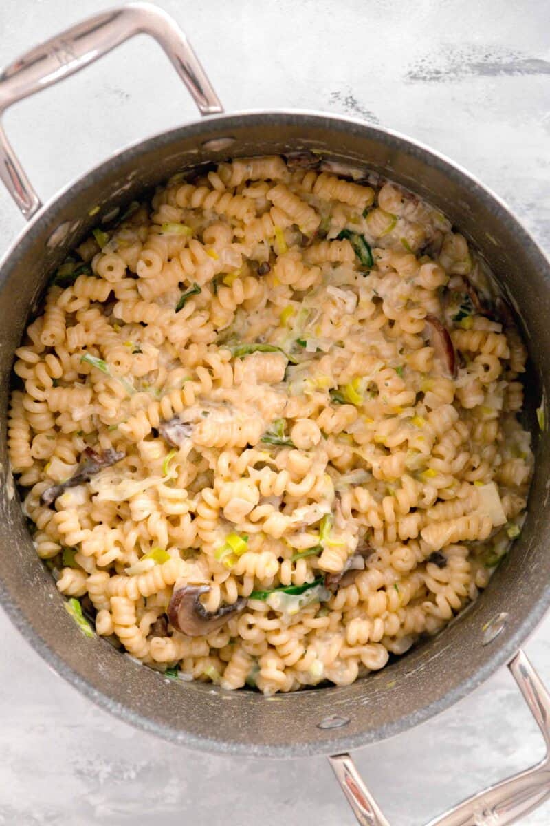 creamy boursin cheese melted into the pasta mixture