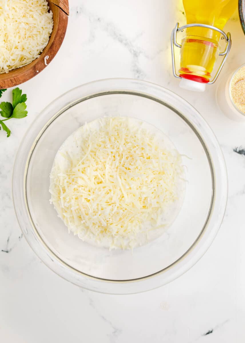 parmesan cheese and ranch being mixed together