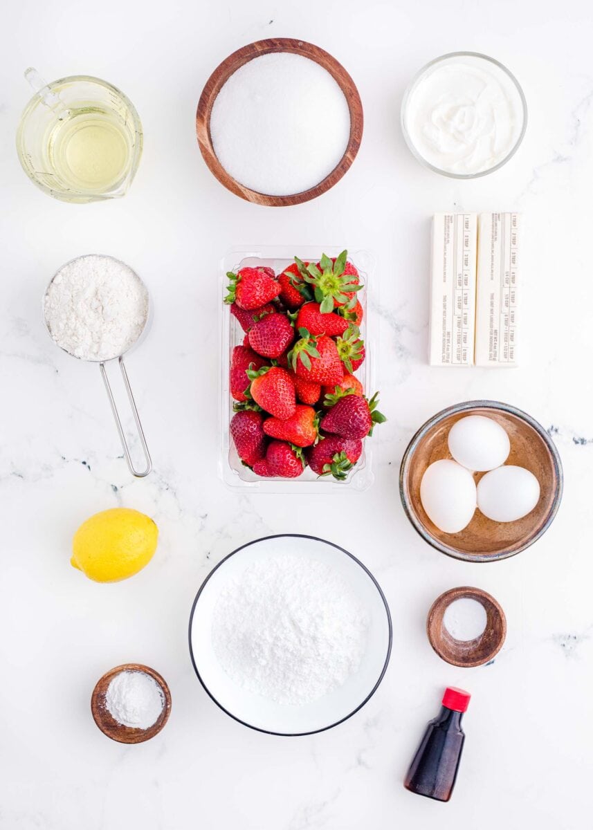ingredients for strawberry sheet cake