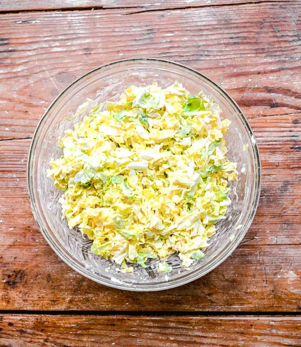 Cabbage slaw in a bowl.
