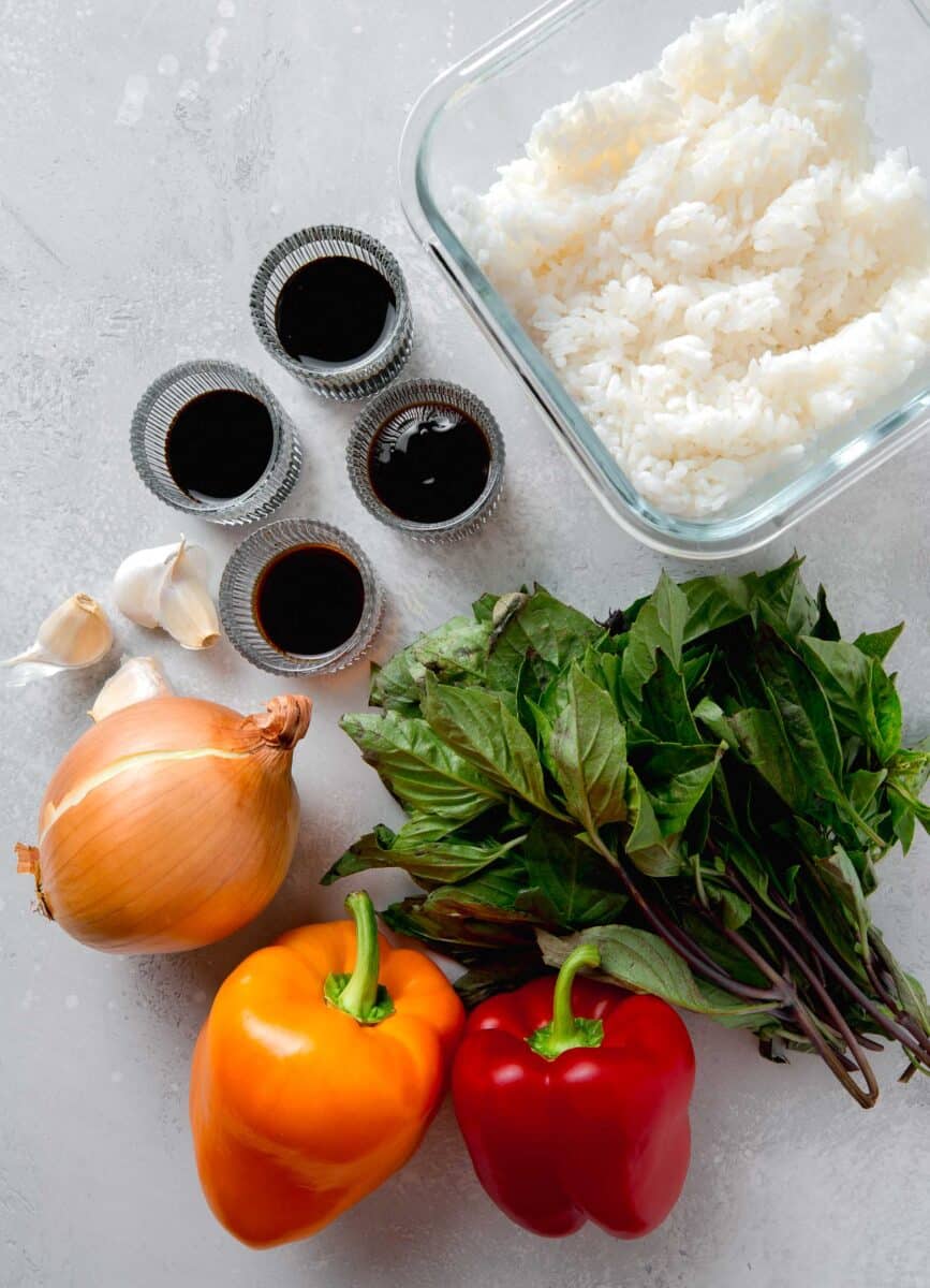 ingredients for thai basil fried rice