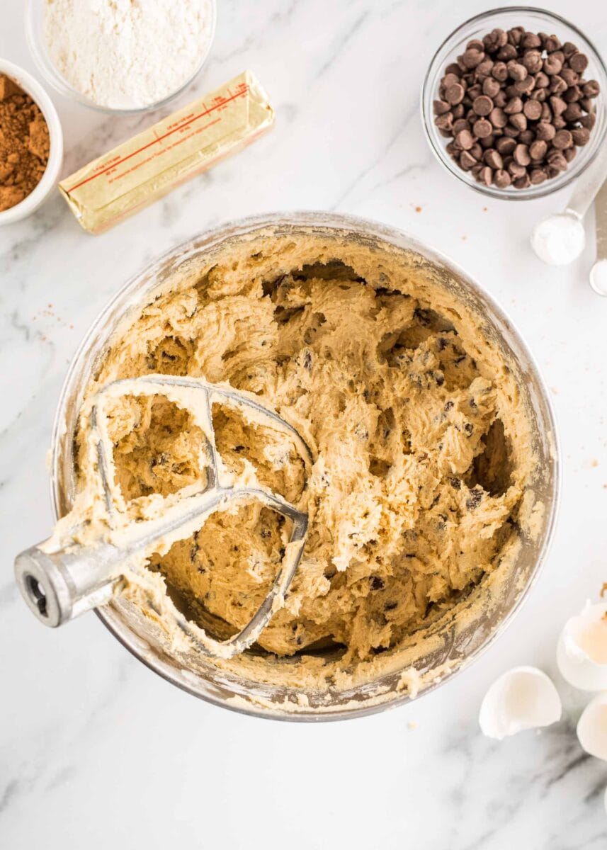 cookie dough had been mixed with an electric mixer.