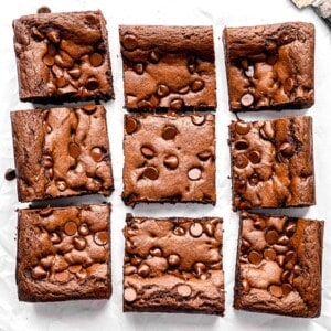 Cake mix brownies cut into squares.