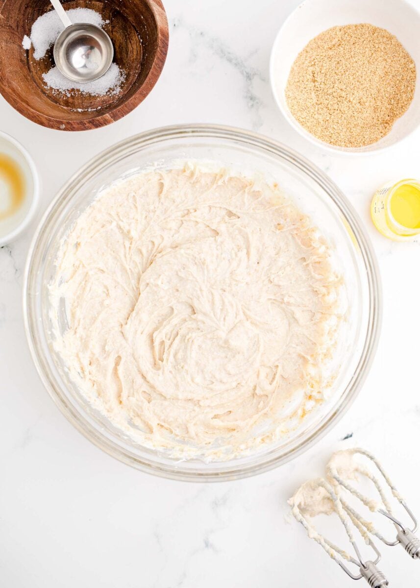 a creamy mixture has been beaten with an electric beater.