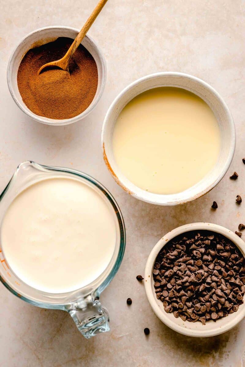 ingredients for espresso chocolate chip ice cream