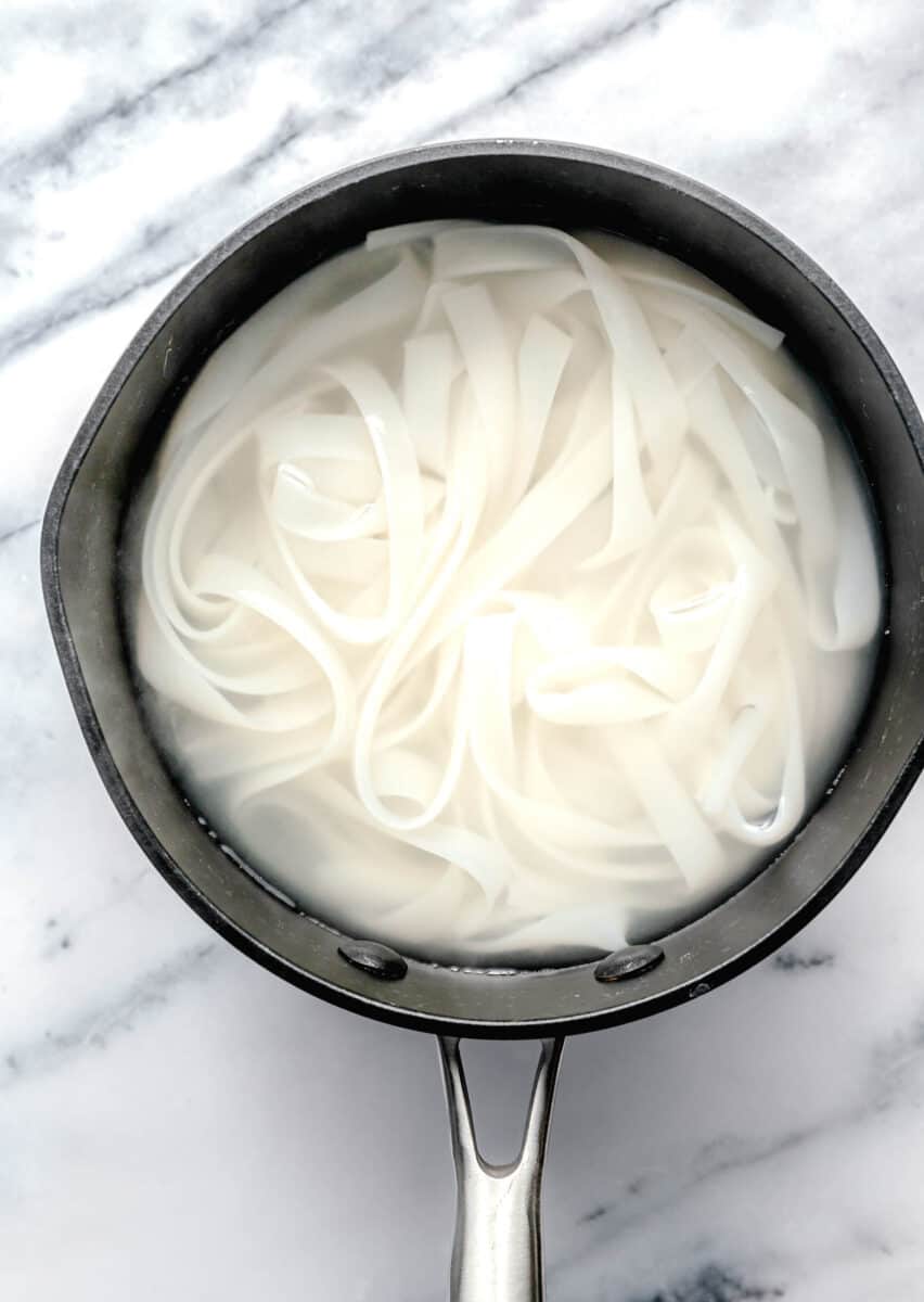 rice noodles in a pot of water