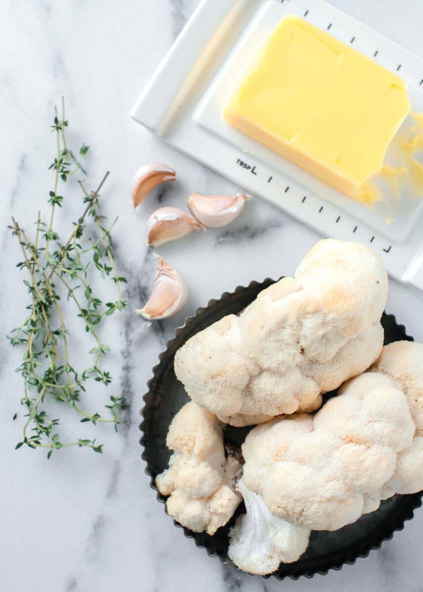 ingredients to make simple lion's mane mushroom recipe