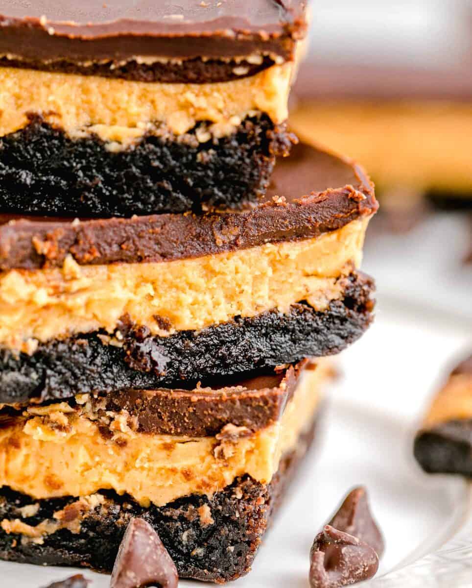 several brownies are stacked on top of each other