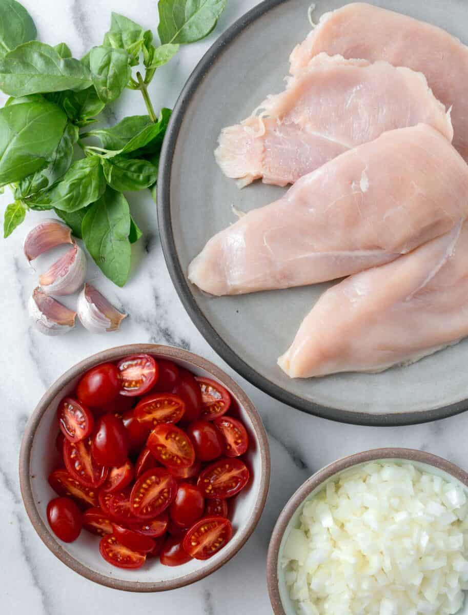ingredients for garlic tomato basil chicken