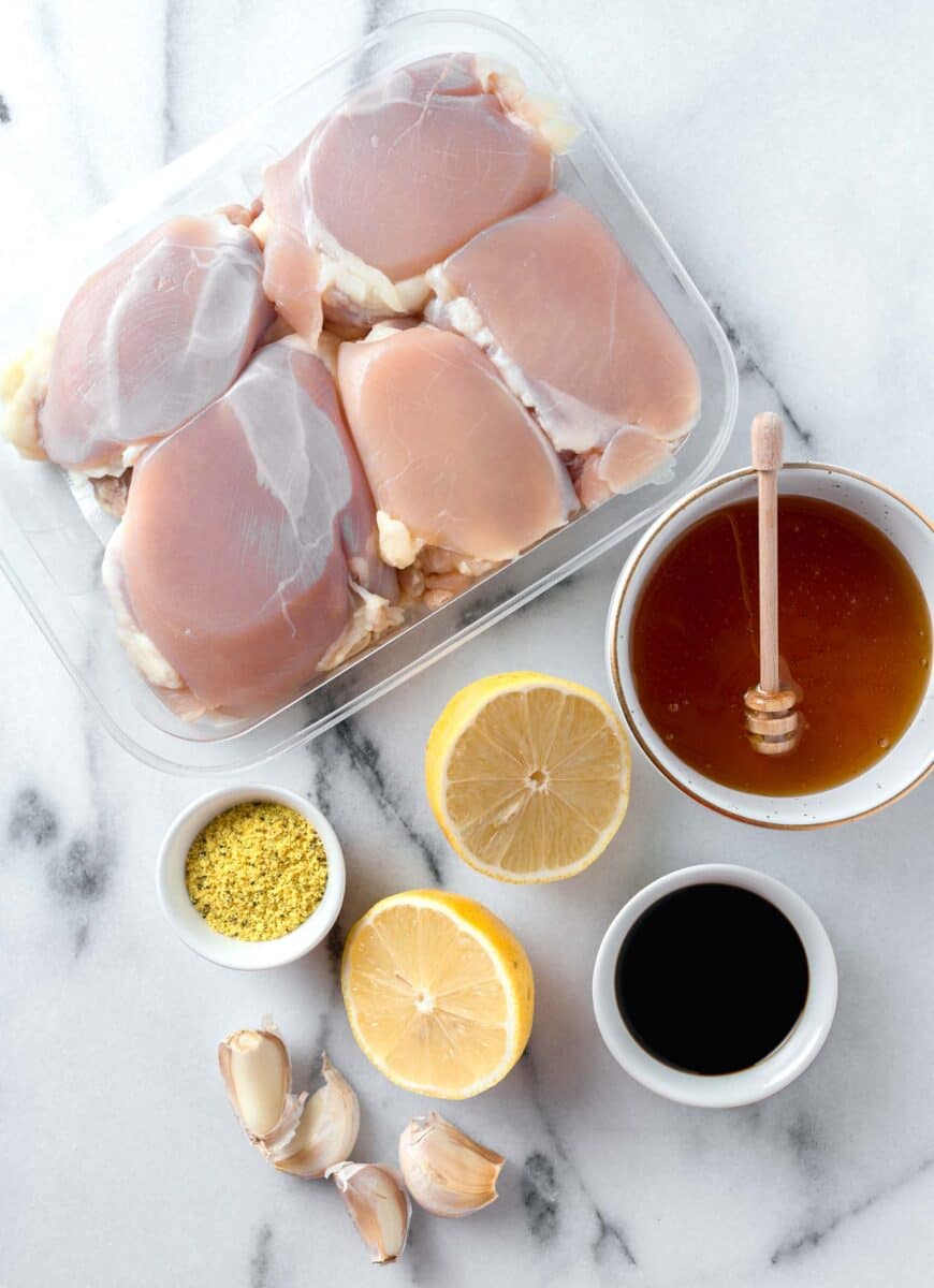 ingredients for honey garlic lemon pepper chicken thighs