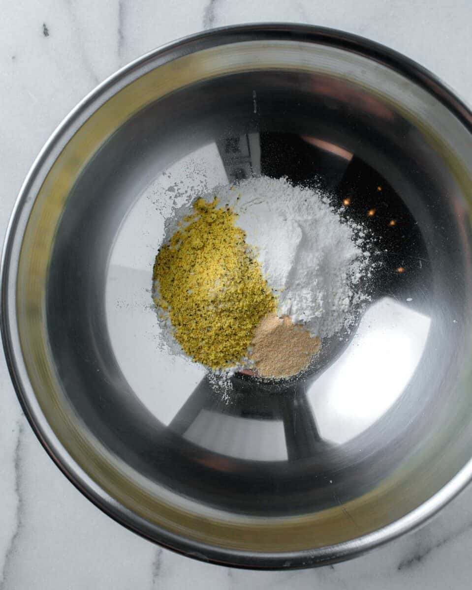 lemon pepper shrimp seasoning in a metal bowl