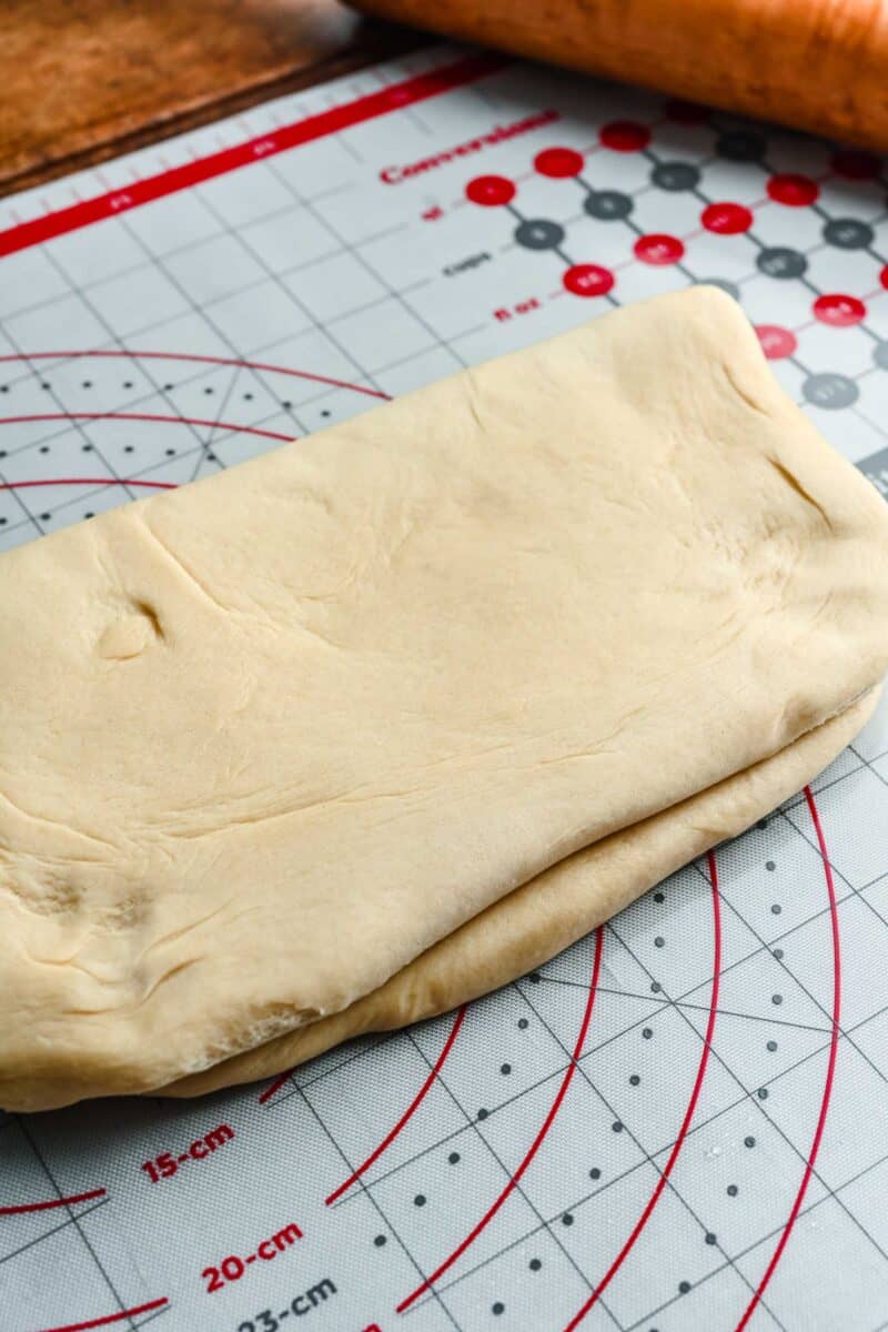 a sheet of dough has been folded onto itself