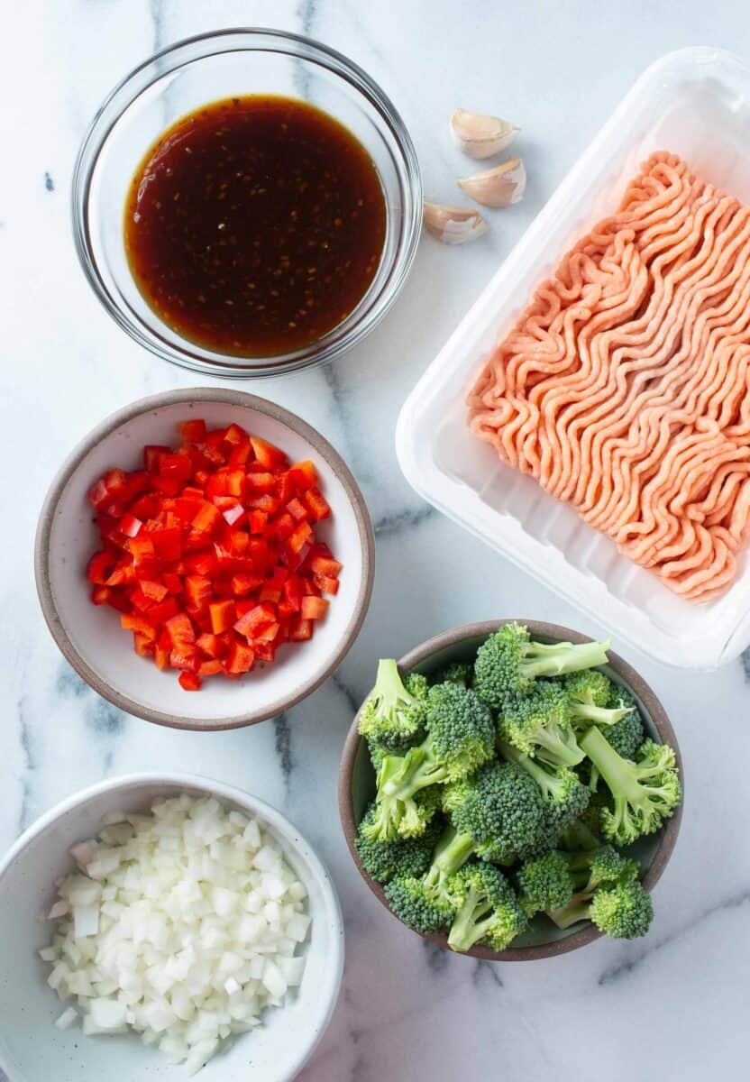 ingredients for ground turkey teriyaki