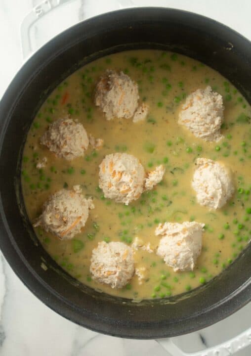 biscuit mix dropped into the soup base