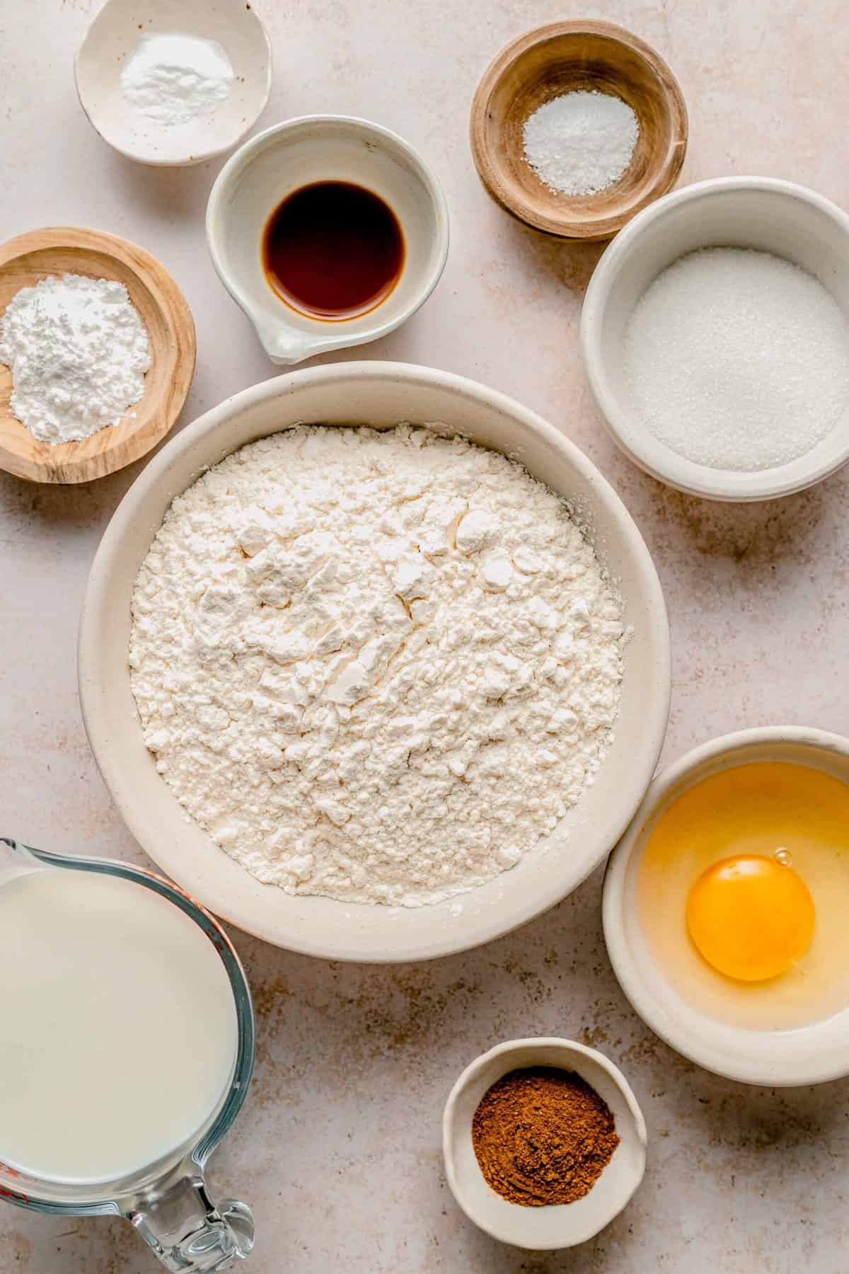 Ingredients for pumpkin spice pancakes.