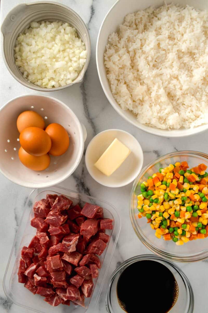 ingredients for steak fried rice