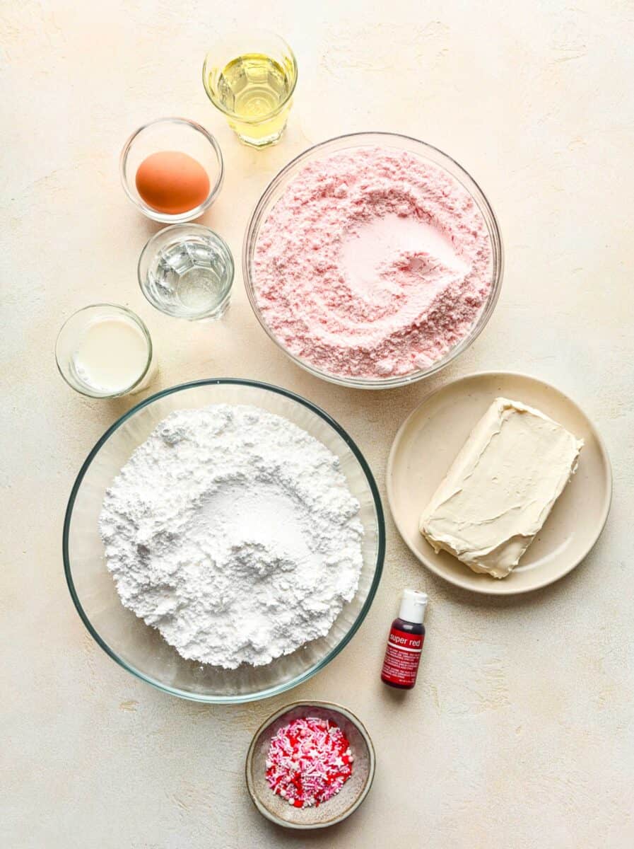 ingredients for strawberry cream cheese cookies