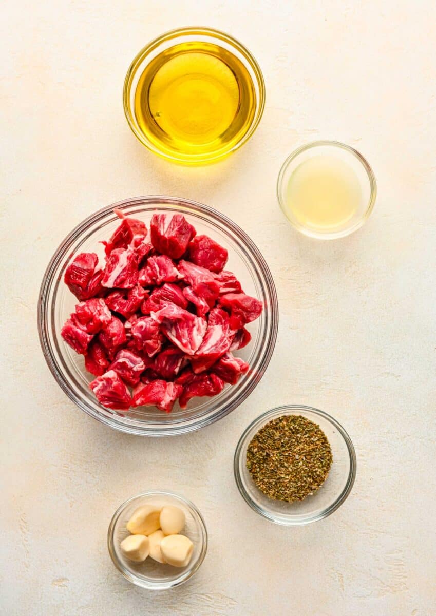 ingredients for beef souvlaki