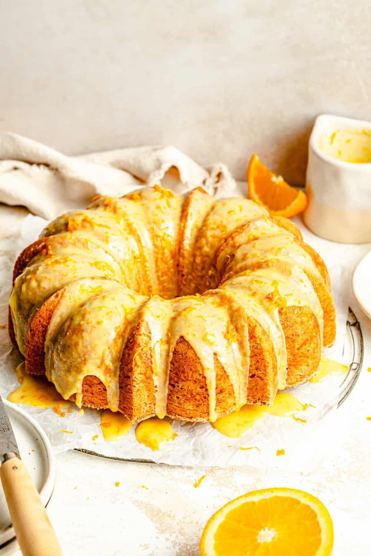 Orange pound cake with orange glaze.