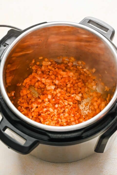 sautéing onions in the insert of the instant pot