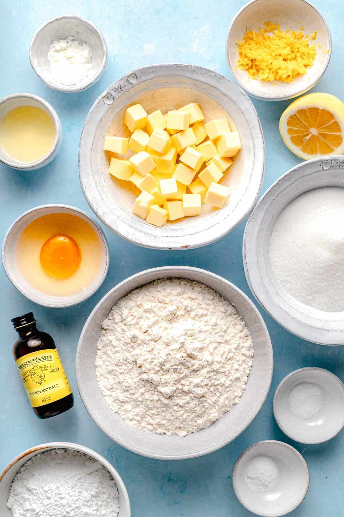 Ingredients for lemon cookies.