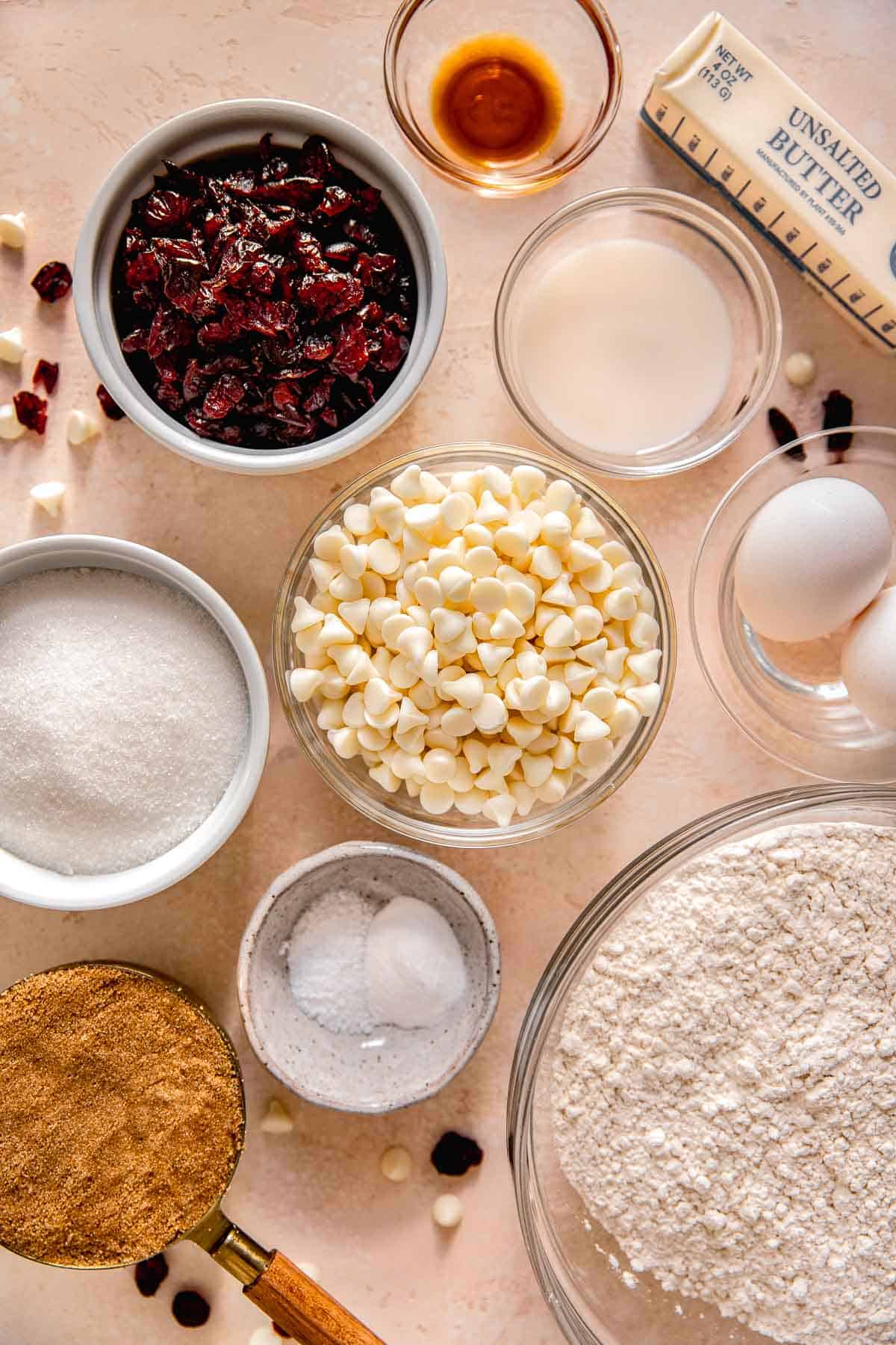white chocolate cranberry cookie ingredients