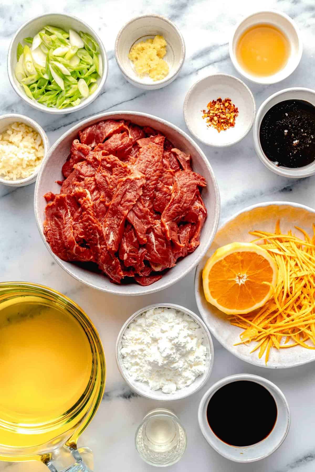 Ingredients for crispy beef.