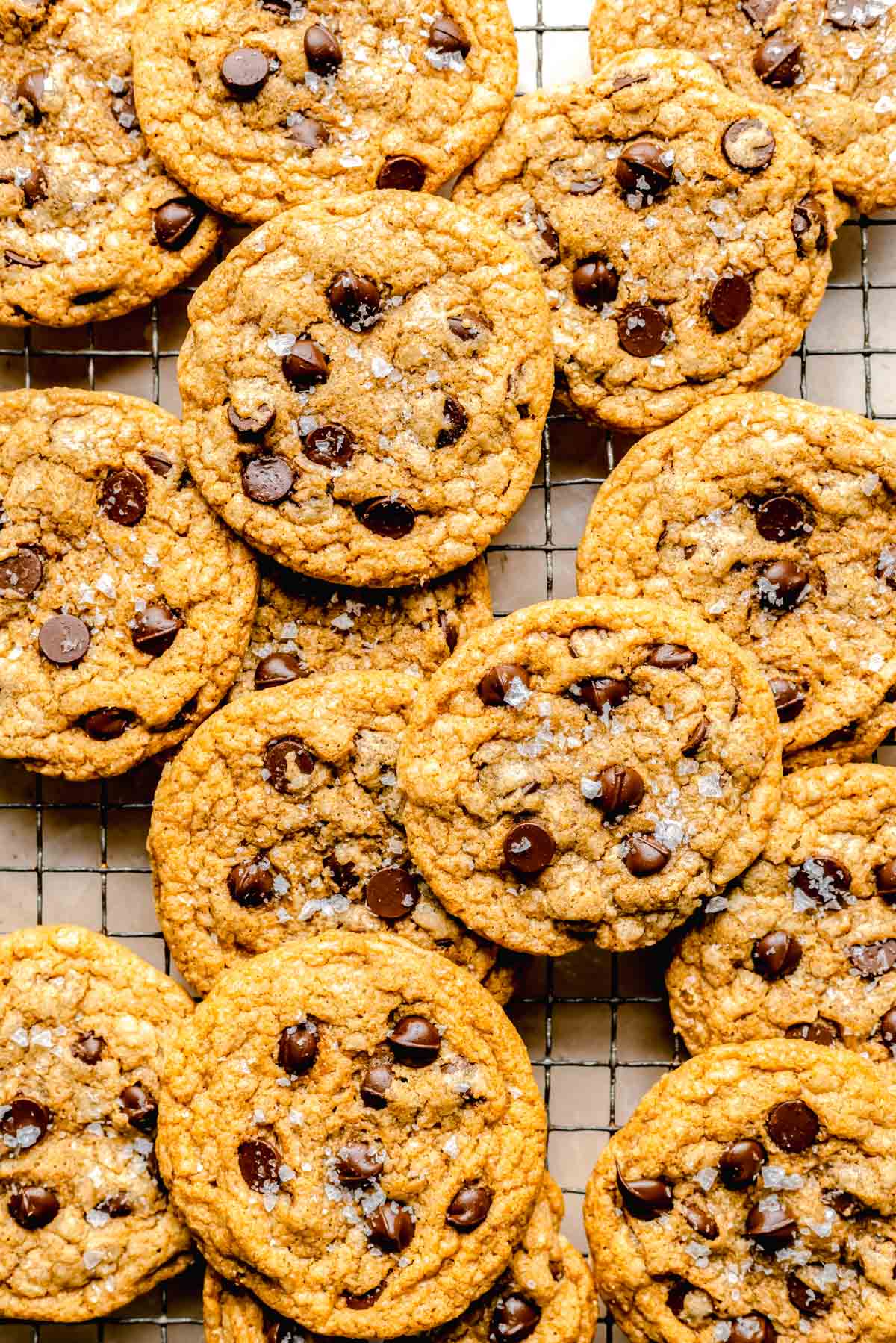 cookies are cooling on a wire rack