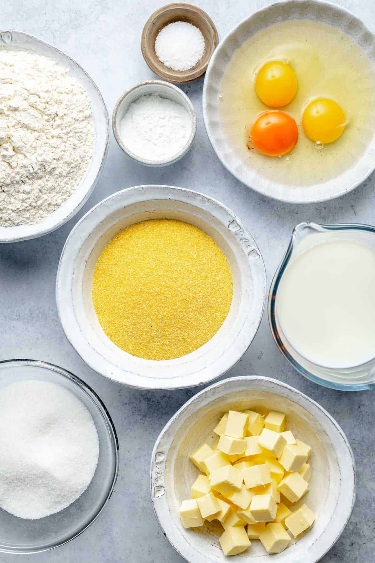 Ingredients for the best cornbread recipe.