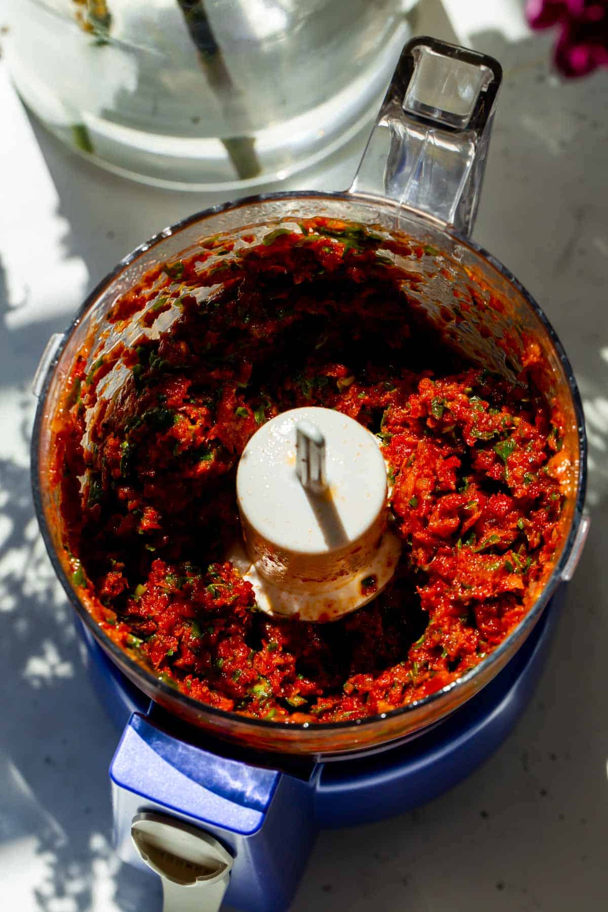 sun-dried tomato pesto blended in a food processor