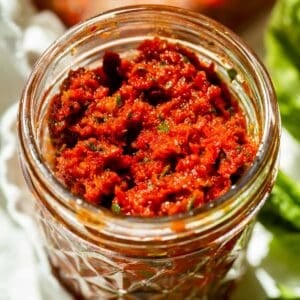sun-dried tomato in a glass mason jar