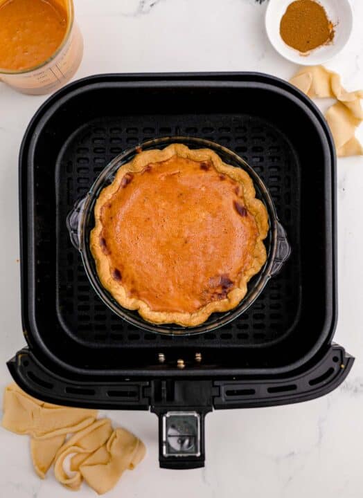 a pumpkin pie in the air fryer is done baking