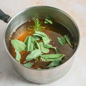 maple mustard sage brine in a metal pot