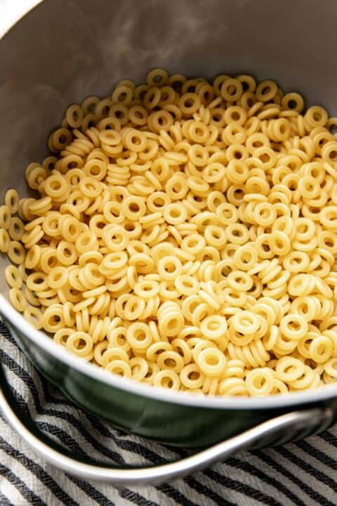 dry spaghetti O pasta in a large pot
